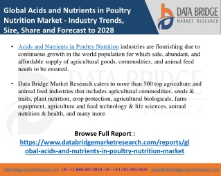 Acids and Nutrients in Poultry Nutrition - Agricultural & Animal feed