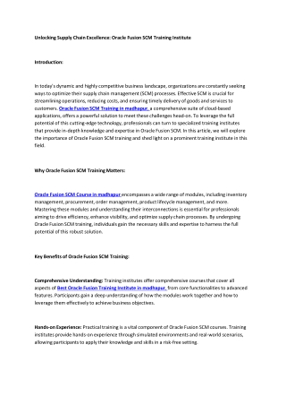 Unlocking Supply Chain Excellence