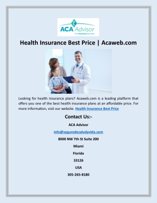 Health Insurance Best Price | Acaweb.com