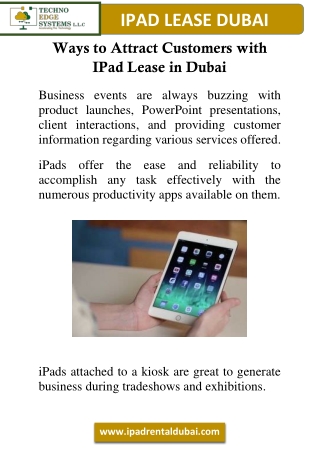 Ways to Attract Customers with IPad Lease in Dubai