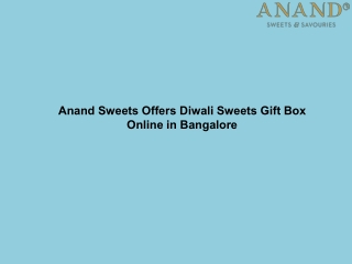 Anand Sweets Offers Diwali Sweets Gift Box Online in Bangalore