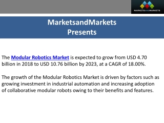 Modular Robotics Market: Global Analysis and Forecast (2021-2023)