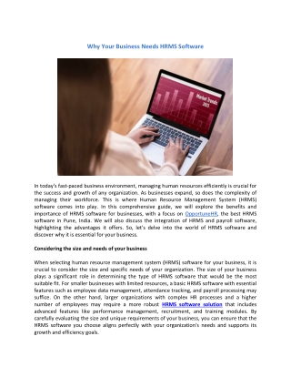 Why Your Business Needs HRMS Software