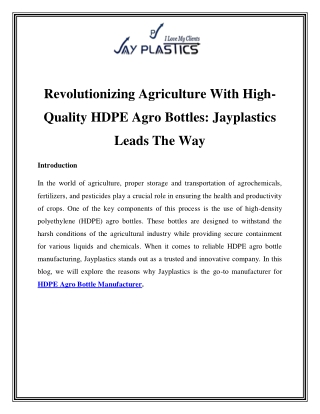 HDPE Agro Bottle Manufacturer Call-7028064839