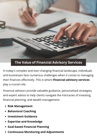 The Value of Financial Advisory Services