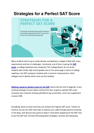 Strategies for a Perfect SAT Score