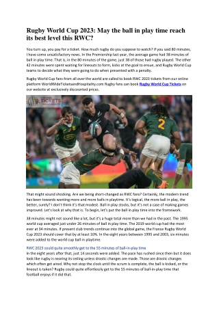 Rugby World Cup 2023 May the ball in play time reach its best level this RWC