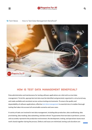 HOW IS TEST DATA MANAGEMENT BENEFICIAL