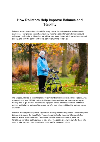 How Rollators Help Improve Balance and Stability