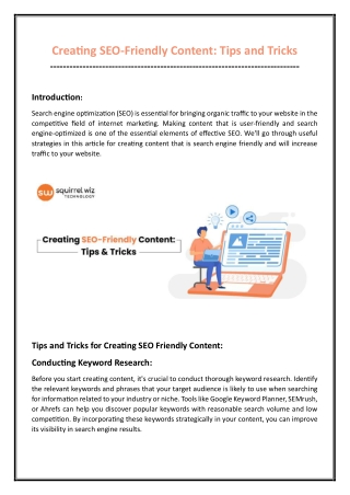 Creating SEO-Friendly Content Tips and Tricks