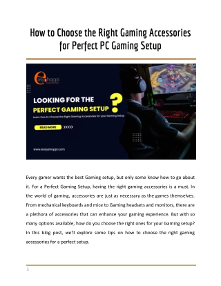 Choose the Right Gaming Accessories Online for Perfect PC Gaming Setup