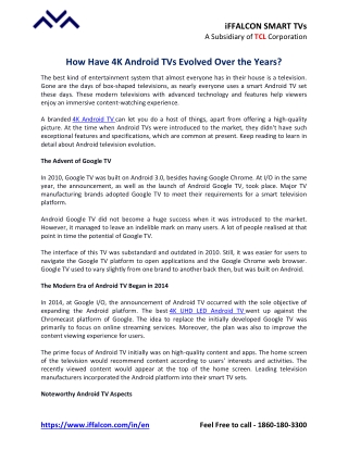 How Have 4K Android TVs Evolved Over The Years?