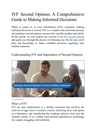 IVF Second Opinion: A Comprehensive Guide to Making Informed Decisions