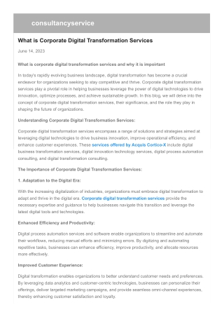 What is Corporate Digital Transformation Services