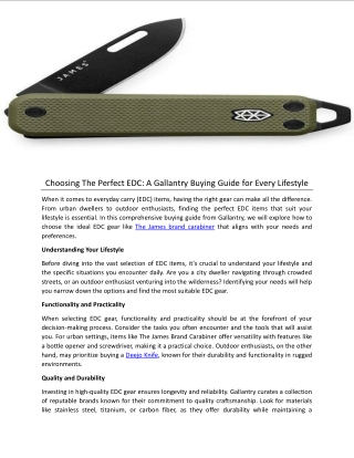 Choosing The Perfect EDC A Gallantry Buying Guide for Every Lifestyle