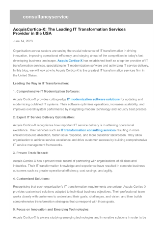 AcquisCortico-X: The Leading IT Transformation Services Provider in the USA