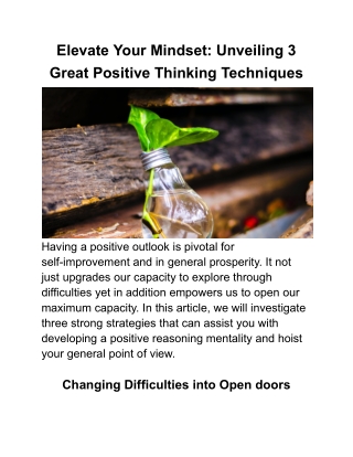 Elevate Your Mindset_ Unveiling 3 Great Positive Thinking Techniques