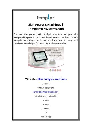 Skin Analysis Machines  Templarskinsystems.com