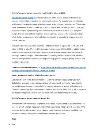 Cellulite Treatment Market expected to reach USD 2.76 billion by 2029
