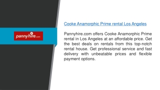 Cooke Anamorphic Prime Rental Los Angeles  Pannyhire.com