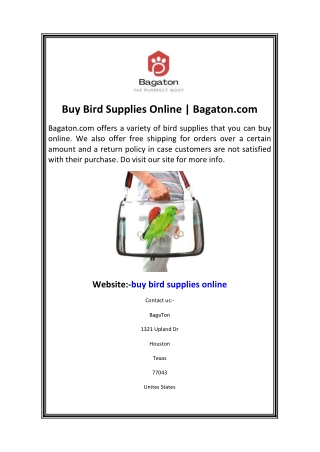 Buy Bird Supplies Online Bagaton.com