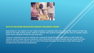 Why go for Home Healthcare Services for Senior Citizen?