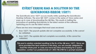 An effective method to troubleshoot QuickBooks Error 15271