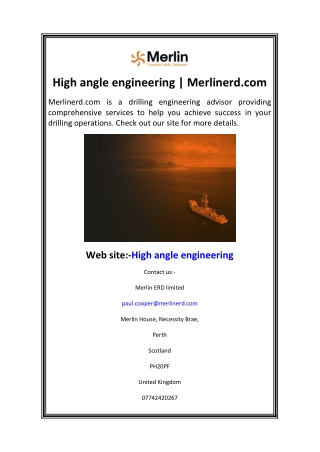 High angle engineering Merlinerd.com