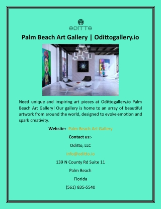 Palm Beach Art Gallery  Odittogallery.io