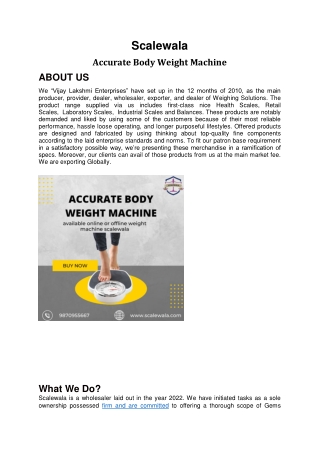 Accurate Body Weight Machine
