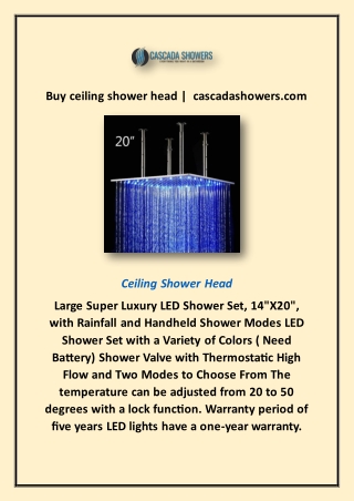 Buy ceiling shower head |  cascadashowers.com