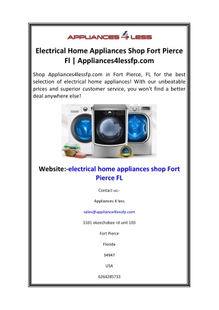 Electrical Home Appliances Shop Fort Pierce Fl  Appliances4lessfp.com