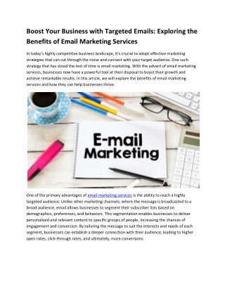 Boost Your Business with Targeted Emails Exploring the Benefits of Email Marketing Services