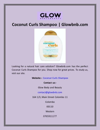 Coconut Curls Shampoo  Glowbnb