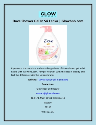 Dove Shower Gel In Sri Lanka  Glowbnb