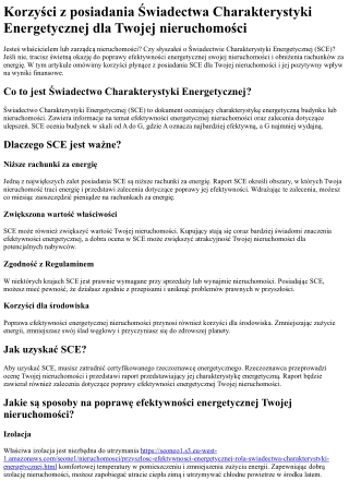 Korzyści z posiadania Świadectwa Charakterystyki Energetycznej dla Twojej nieruc