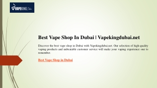 Best Vape Shop In Dubai  Vapekingdubai.net