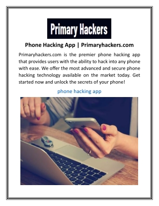 Phone Hacking App  Primaryhackers.com