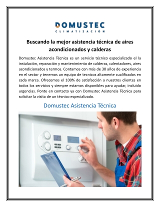 Buscando la mejor asistencia técnica de aires acondicionados y calderas