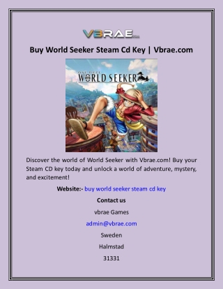 Buy World Seeker Steam Cd Key  Vbrae