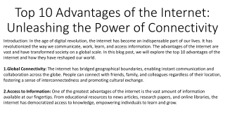 Top 10 Advantages of the Internet