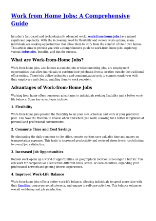Work from Home Jobs- A Comprehensive Guide