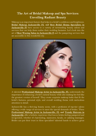 The Art of Bridal Makeup and Spa Services Unveiling Radiant Beauty