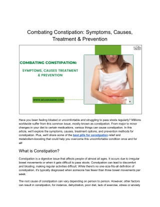 Combating Constipation_ Symptoms, Causes, Treatment & Prevention