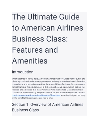 The Ultimate Guide to American Airlines Business Class_ Features and Amenities