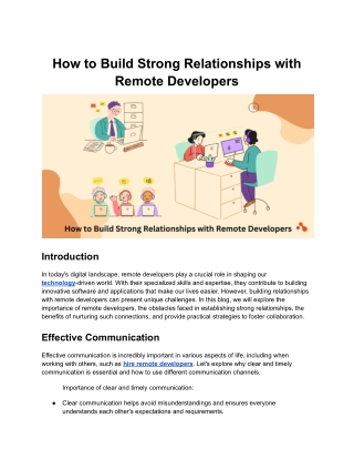 How to Build Strong Relationships with Remote Developers