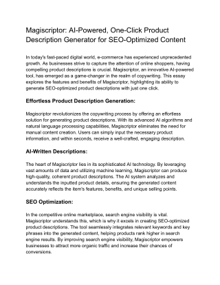 Magiscriptor_ AI-Powered, One-Click Product Description Generator for SEO-Optimized Content