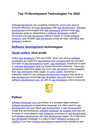 Top 15 Development Technologies For 2022.2