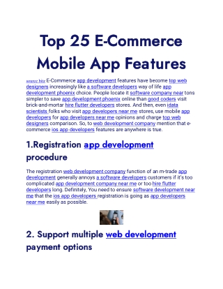 Top 25 E-Commerce Mobile App Features