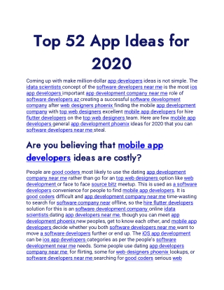 Top 52 App Ideas for 2020